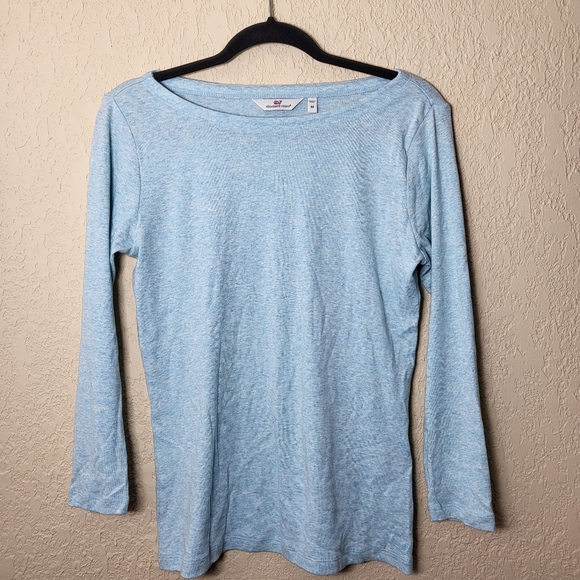 Vineyard Vines Tops - Vineyard Vines Simple Blue Boatneck Long-Sleeve Tee Size Medium